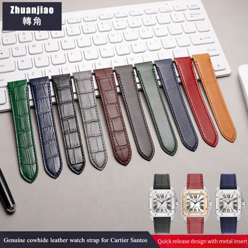 Cartier Watch Santos - High Quality Cowhide Leather Watch Band
