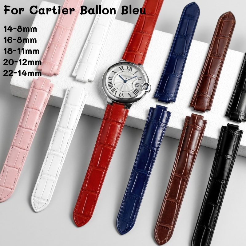 Cartier Watch Ballon Bleu - Leather Watch Strap Double Convex Lug