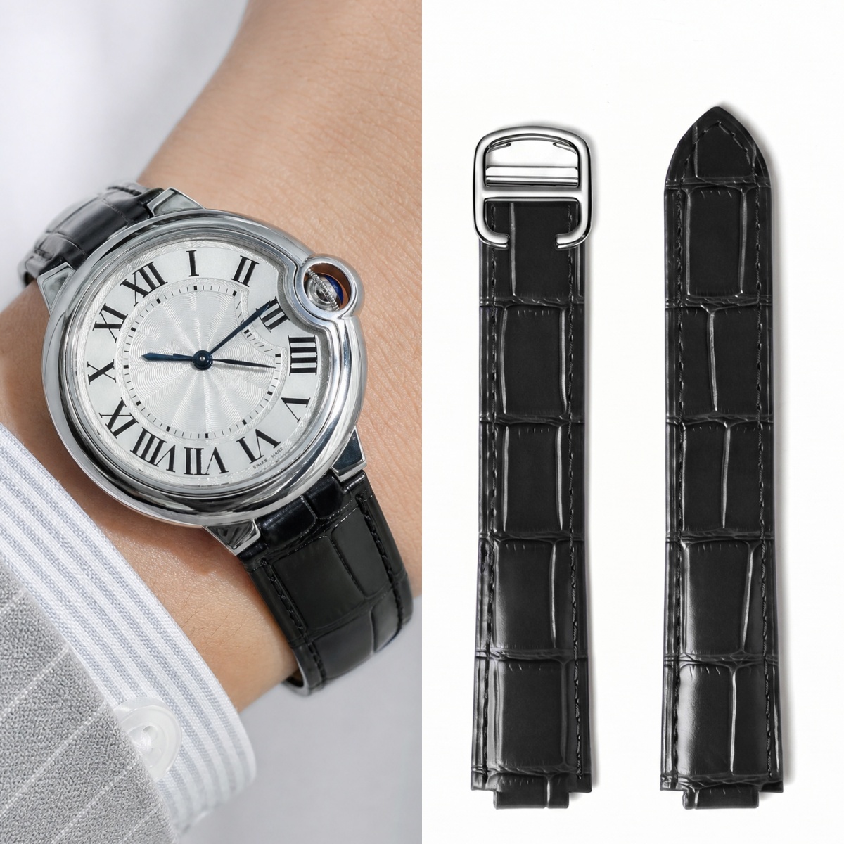 Cartier Watch Ballon Bleu - Special Double Convex Tail Leather watch