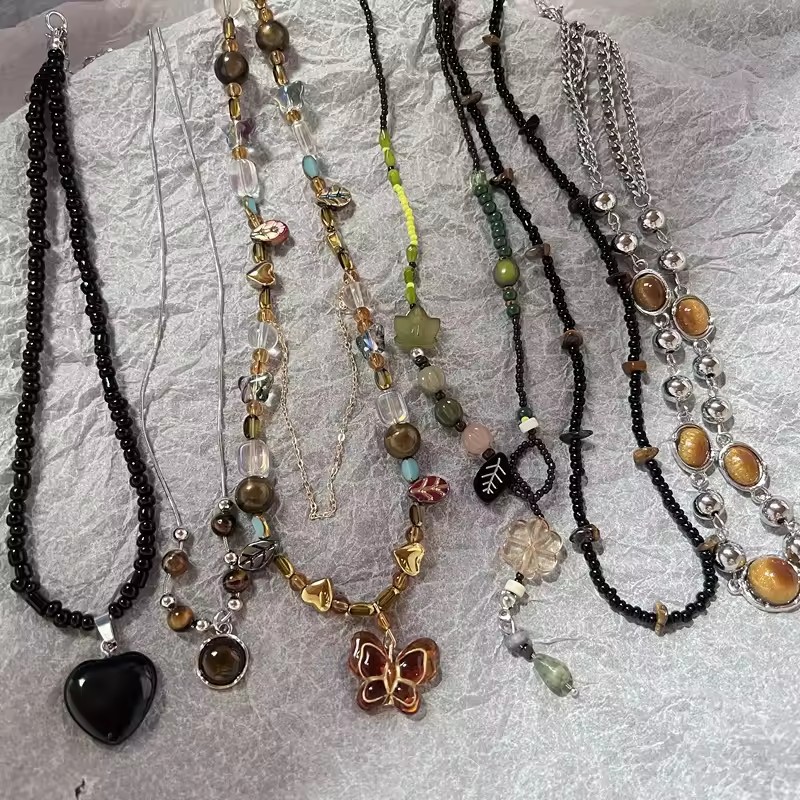 Butterfly Clasp Deployant - Boho Natural Tiger Eye Stone Beaded