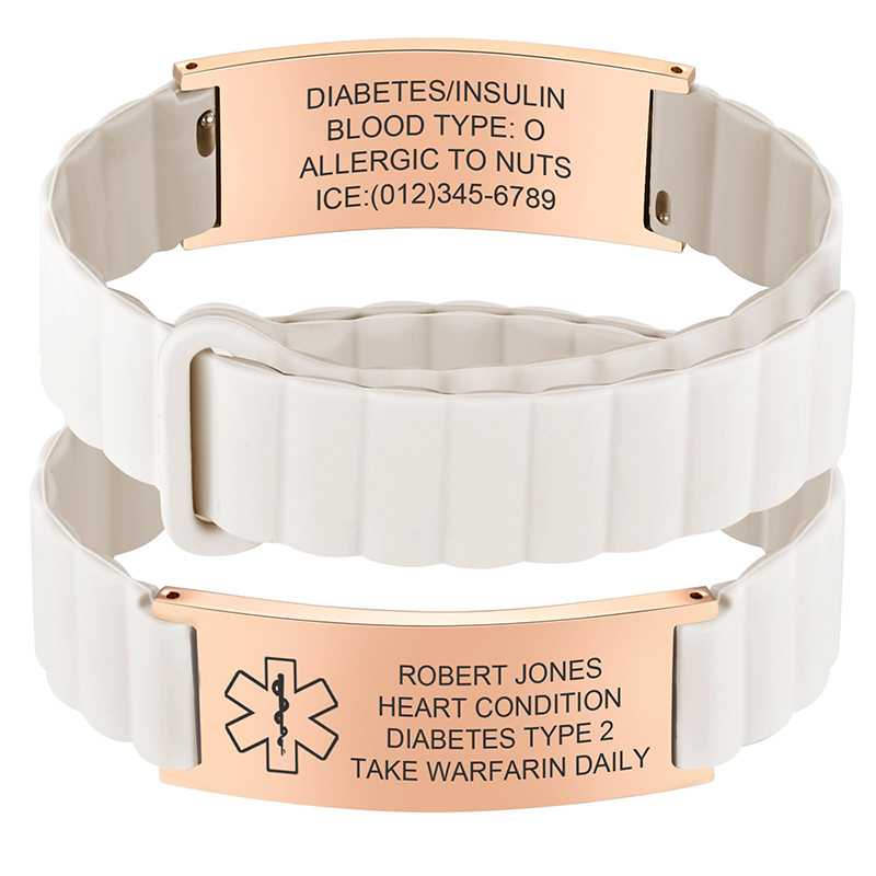 Custom Medical ID Bracelet for - Silicone Band Women 评论和价格