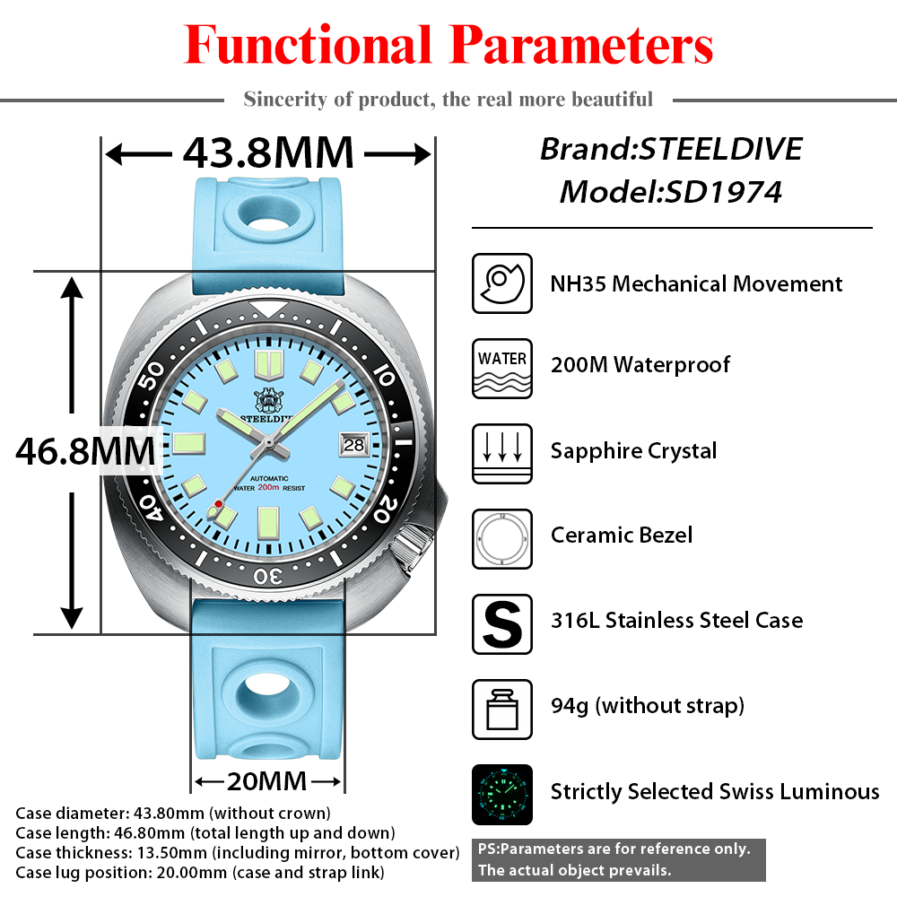 STEELDIVE SD1974 New 43.8mm Pi - Seiko Watch Prospex 评论和价格