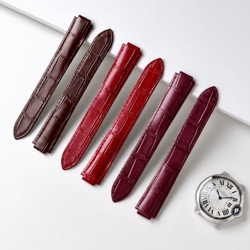 Leather Watch Strap Double Con - Cartier Watch Ballon Bleu 评论和价格