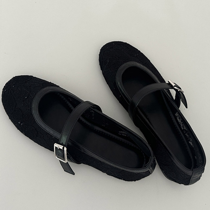 Aneikeh Women Black Lace Mary  - Mesh Strap Metal 评论和价格
