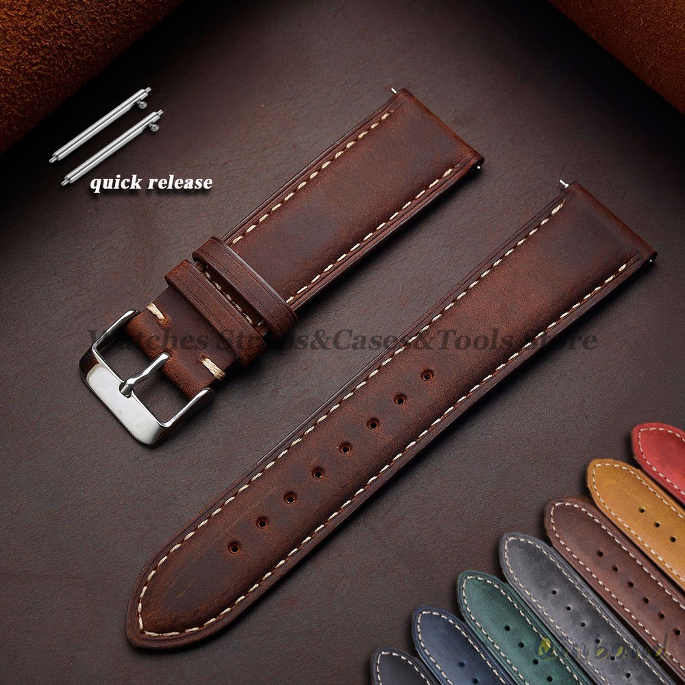 Vintage Cowhide Leather Watch  - Leather Strap Quick Release 评论和价格