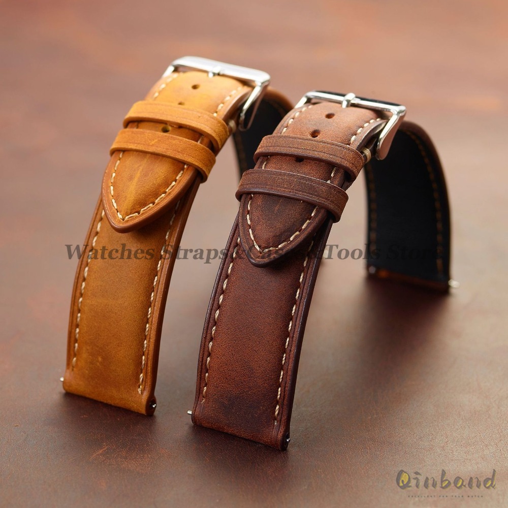 Vintage Cowhide Leather Watch  - Leather Strap Quick Release 评论和价格